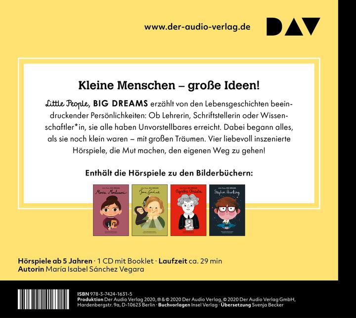 Actual product image Little People, Big Dreams - Part 1: Maria Montessori, Jane Goodall, Agatha Christie, Stephen (María Isabel Sánchez Vegara, German)