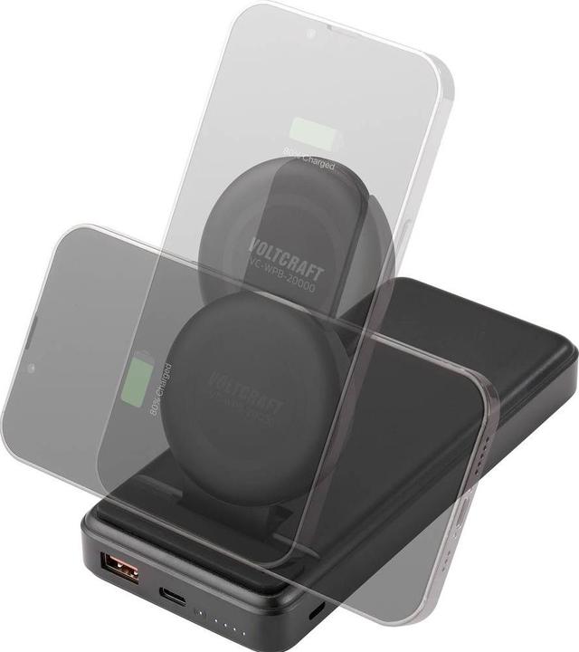 Actual product image Voltcraft VC-WPB-20000 Powerbank 20000 mAh Qi Wireless Charging, Power Delivery Li-Ion Black Stat (20000 mAh)
