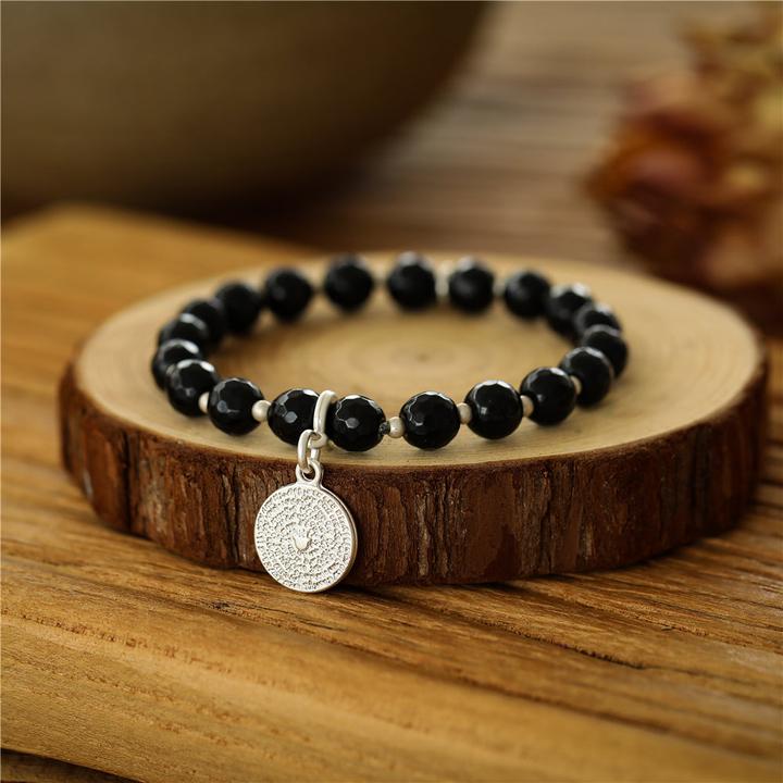 Immagine prodotto Andreani Bracciale con ciondolo in vera giada nera (8 cm, vera giada nera)