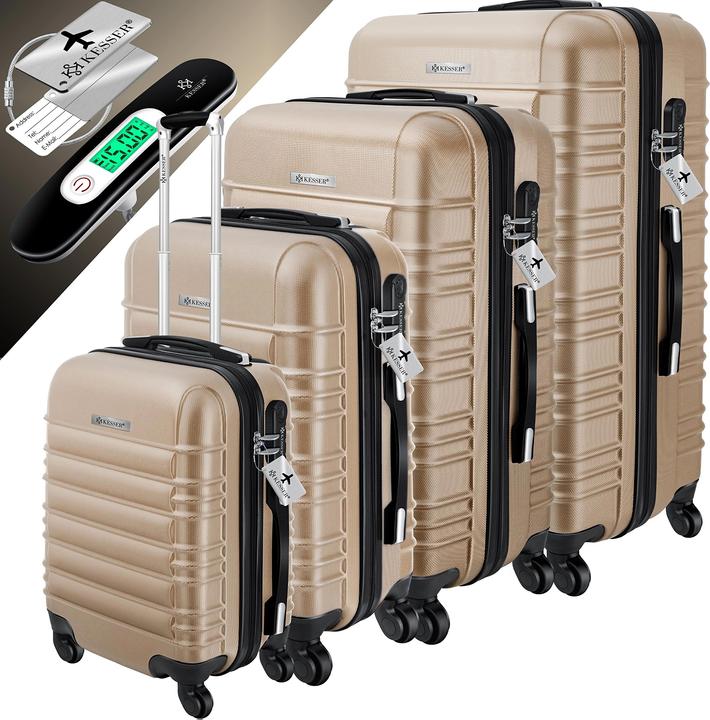 Produktbild Kesser Hartschalenkofferset, 4tlg., Champagne (120 l, Handgepäck (bis 50l), M (50 - 90l), L (90 - 115l), XL (ab 115l))