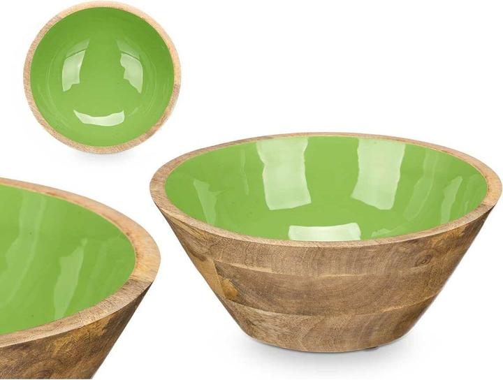 Image du produit Gift Schüssel MALI-701 G grün Lack Mango-Holz 24,3 x 10,5 x 24,3 cm (6 Stück) (6 x)