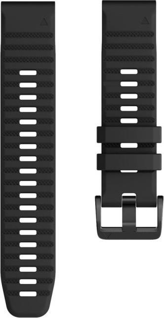 No Name Silikonarmband für Garmin Fenix 7X / 6X 26mm Schwarz (Silikon + Metall)