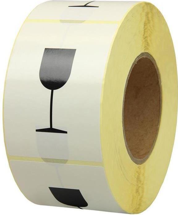 Produktbild Transpak Hinweisetikett Masse 75x105mm Papier weiss Symbol Vorsicht zerbrechlich