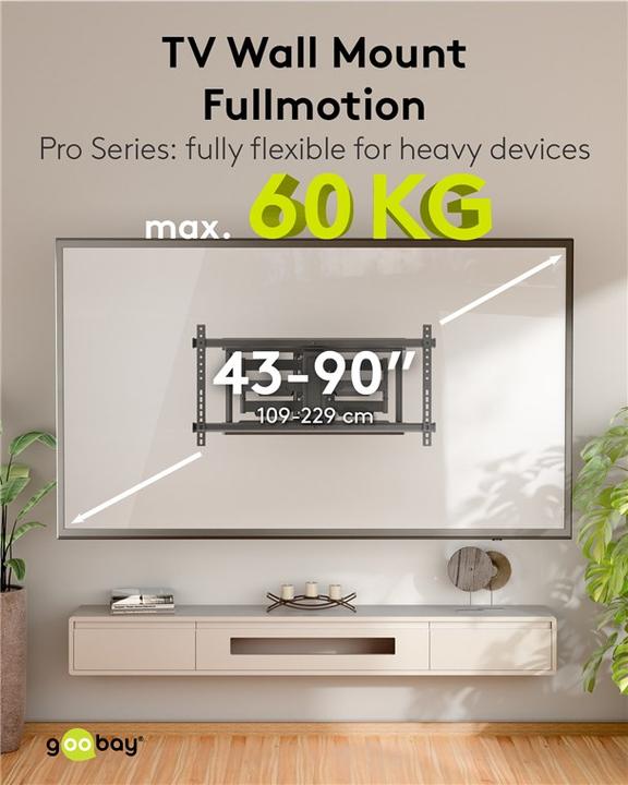 Actual product image Goobay TV wall mount Pro FULLMOTION XL, black (Wall, 90", 60 kg)