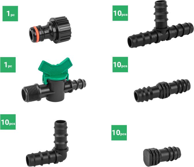 Actual product image Redcliffs Accessory set for drip line 16mm / 42 pcs.