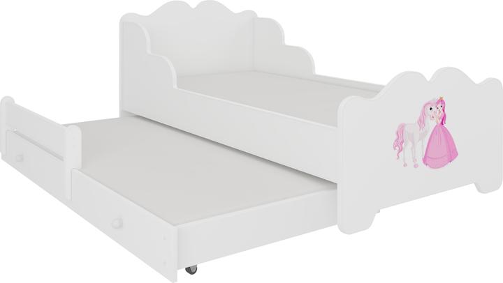 Actual product image ADRK Furniture Double bed with mattresses XIMENA II PRINCESS AND HORSE 160x80 (160 x 80 cm)