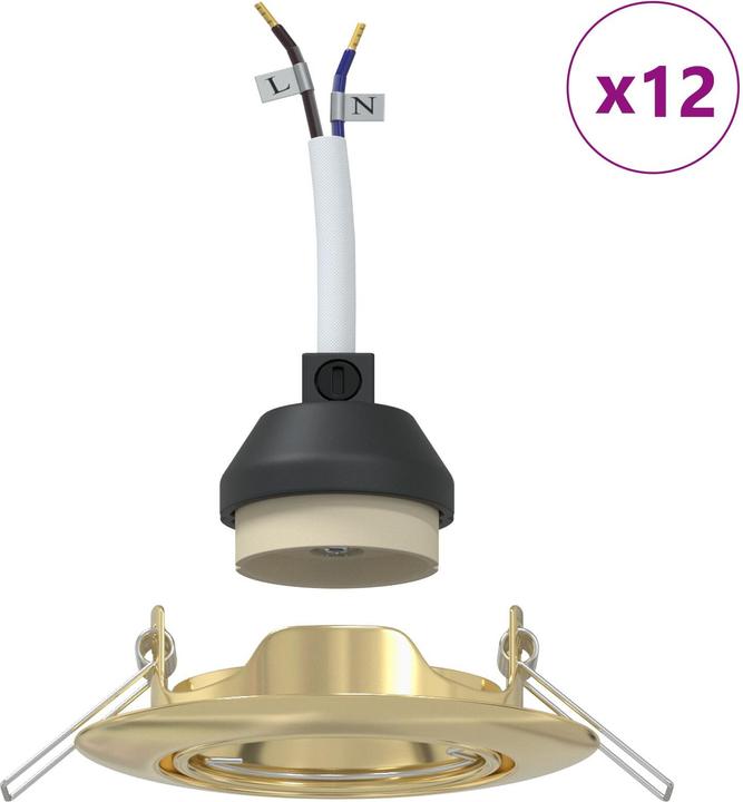 Produktbild VidaXL Lampen Set von 12 Gold Metall, Kunststoff 9 cm Leichtes Gewicht (GU10)
