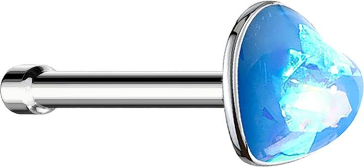 Immagine prodotto Star Piercing Nasenstecker gerade silber mit Opal Herz hellblau (senza ottone, Acciaio chirurgico 316L)
