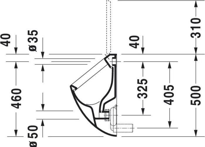 Produktbild Duravit Urinal Fizz fr Deckel Zulauf hinten Ablauf hinten wei 0823350000