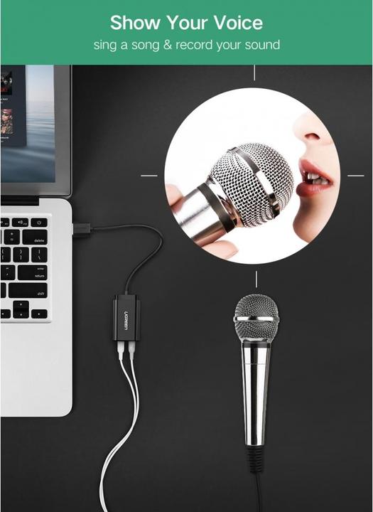 Actual product image Ugreen External USB sound card for headphones, speakers, headsets (USB)