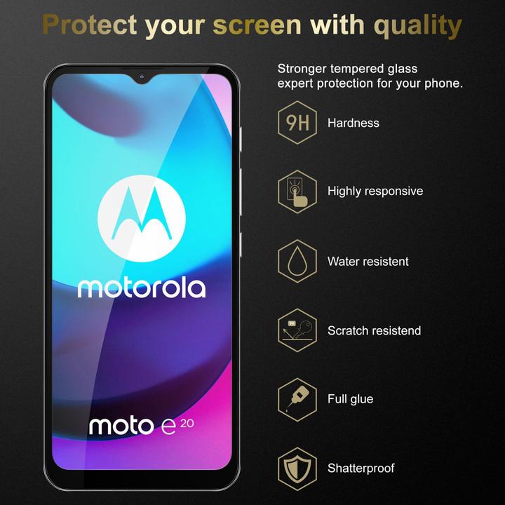 Actual product image Cadorabo Fullcover Tempered Glass Fullc. Tempered (1 Piece, Motorola Moto E40, Motorola E30, Motorola Moto E20)