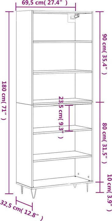 Produktbild VidaXL Aldon (69.5 x 32.5 x 180 cm)