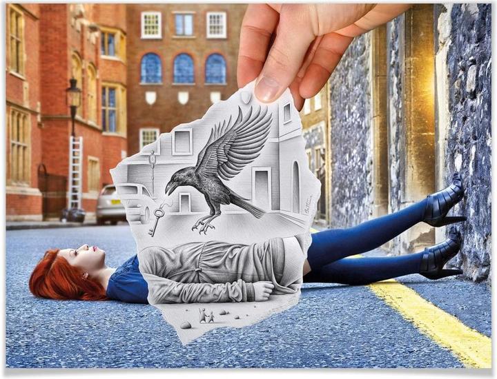 Actual product image Trenddeko Heine - Pen vs. Camera - The Eagle (120 x 100 cm)