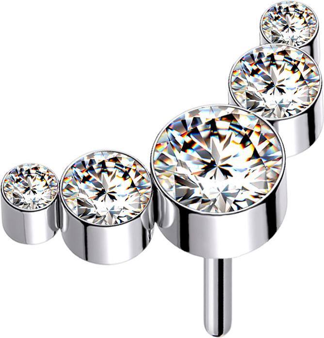 Actual product image Star Piercing Threadless silver five crystals silver (without brass, Titanium G23)