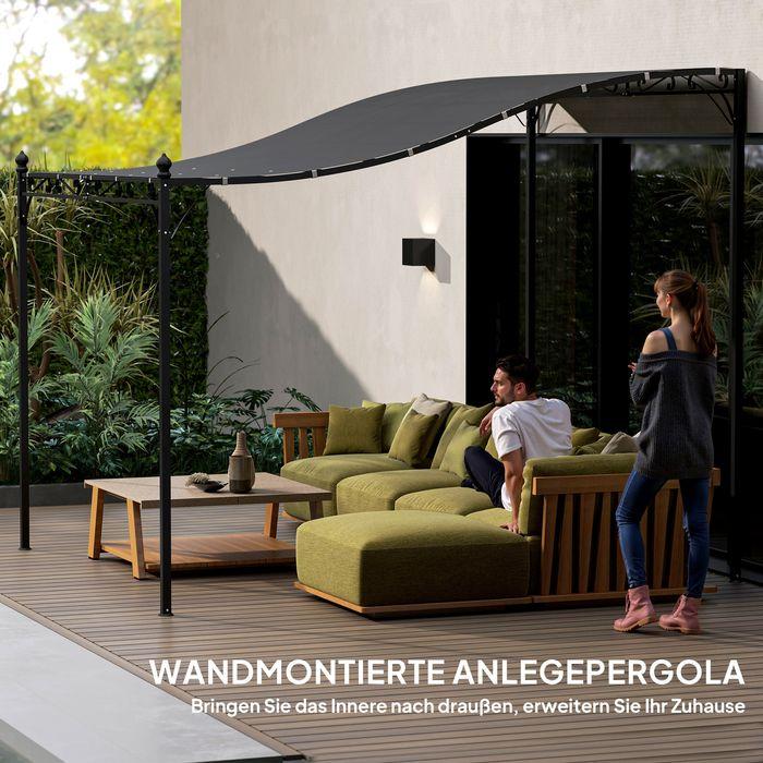 Produktbild Swisshandel24 2,5x3m Pergola, Wandmontage, Ablauflöcher, Schattendach, Dunkelgrau (248 cm, 298 cm)