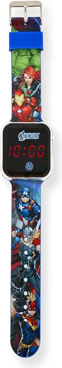 Immagine prodotto Accutime Orologio LED per bambini Avengers (blu), Orologio digitale con display LED per l'ora e la data (Orologio digitale, 38 mm)