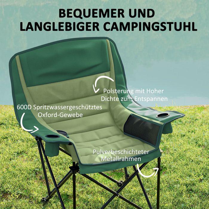 Actual product image Swisshandel24 Campingstuhl faltbarer Gartenstuhl mit Seitentasche, Becherhalter, Grün