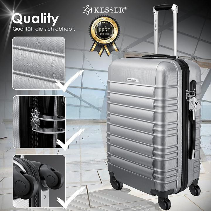 Immagine prodotto Kesser 4-teiliges ABS-Hartschalenkofferset (120 l, Bagaglio a mano (fino a 50 litri), M (50 - 90l), XL (da 115l))