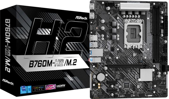 Actual product image AsRock B760M-H2/M.2 moederbord (LGA 1700, Intel B760, mATX)