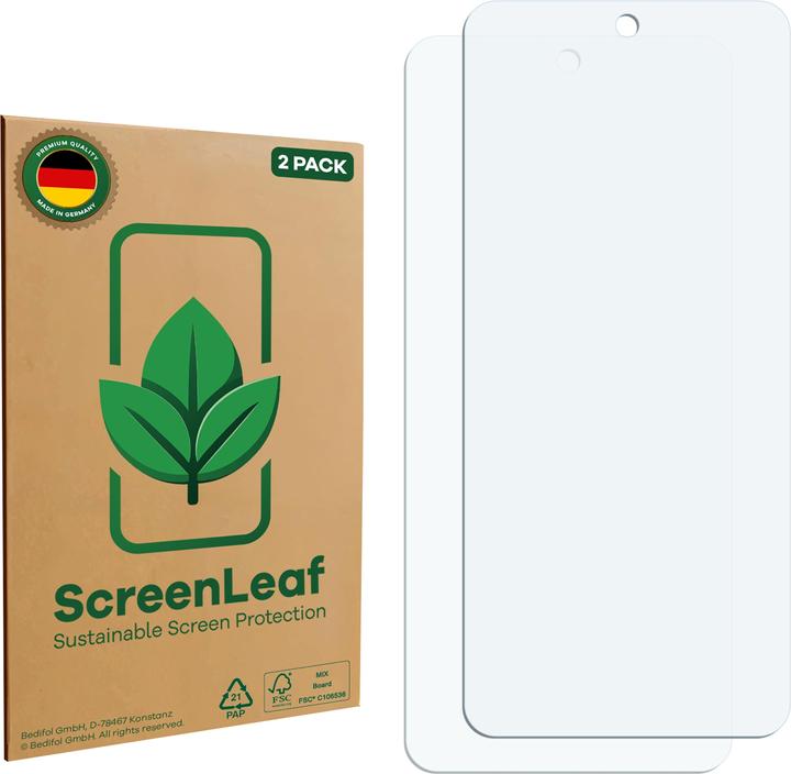 Productafbeelding ScreenLeaf Schutzfolie nachhaltiger Displayschutz Display Schutz Folie Klar Transparent (2 Stuk, Xiaomi Redmi 13C 5G)