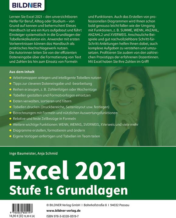 Immagine prodotto Excel 2021 - Stufe 1: Grundlagen (Tedesco, Anja Schmid, Inge Baumeister, 2022)