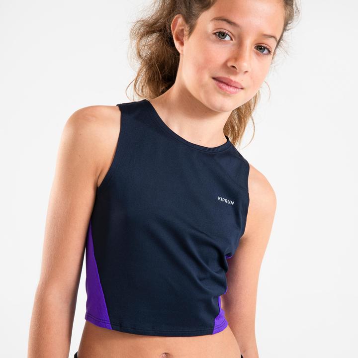 Image du produit Kiprun Débardeur Crop top running respirant Fille -KIPRUN Bleu foncé-violet (14, 15, 16)