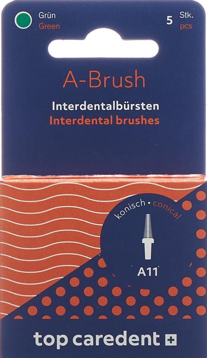 Actual product image Top Caredent A11 IDBH-GK Interdentalbürste grün konisch >1.1mm (5 x, 4.30 mm)
