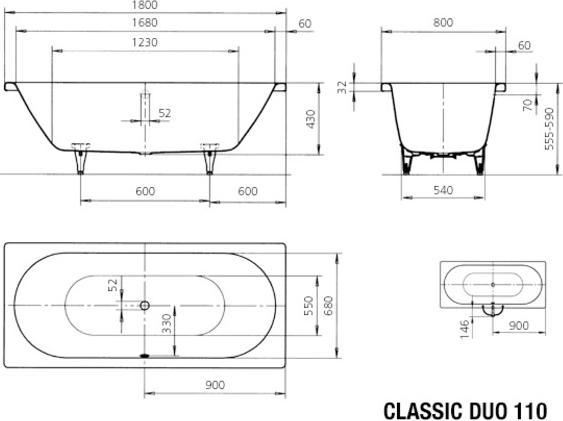 Immagine prodotto Kaldewei Classic Duo 110 110 180x80cm