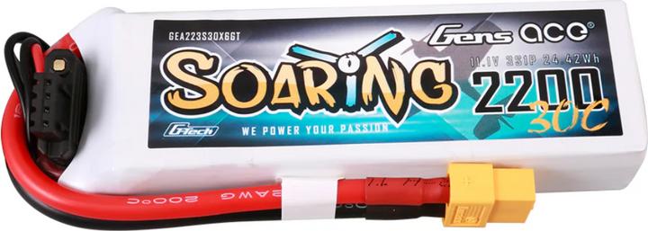Actual product image Gens Ace G-Tech Soaring 2200mAh 11.1V 30C 3S1P Lipo Battery (11.10 V, 2200 mAh)