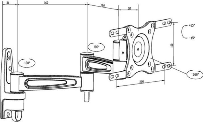 Produktbild Multibrackets M VESA Flexarm 360 III Black 75 100 200 (Wand, 32", 15 kg)