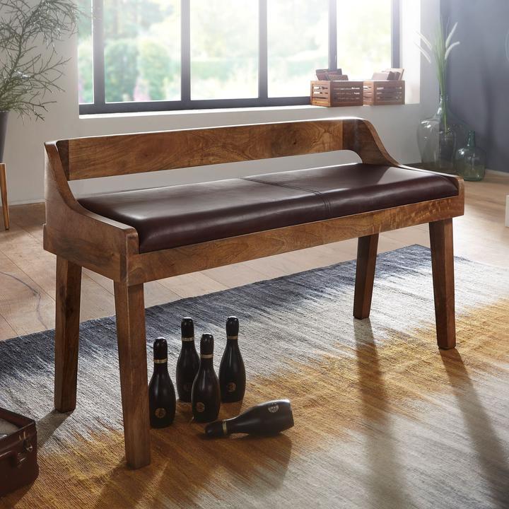 Produktbild FineBuy Sitzbank Massivholz Mango Braun (108 cm)