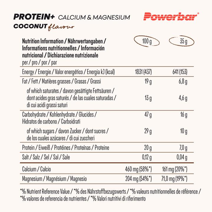 Nährwerte und Zutaten Powerbar ProteinPlus Minerals (Kokosnuss, 30 Stk., 1050 g)