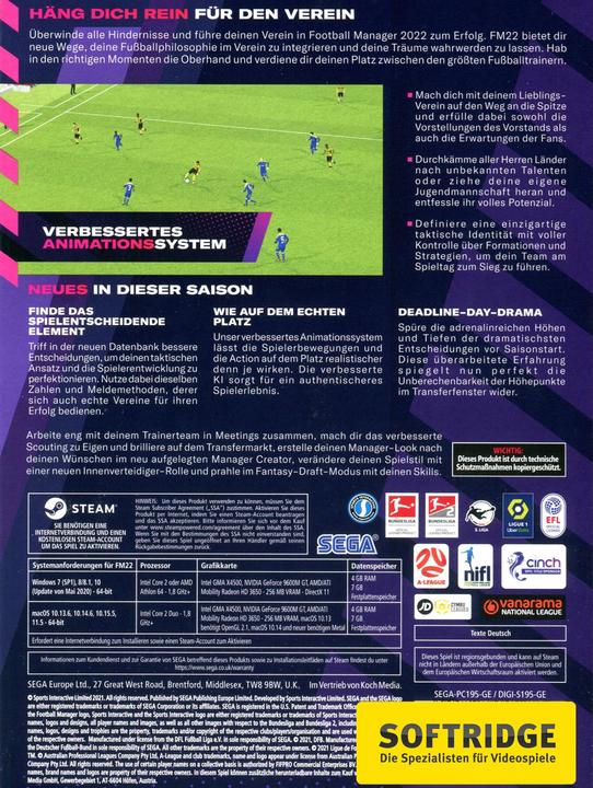 Actual product image Sega Football Manager 2022 (PC, DE)