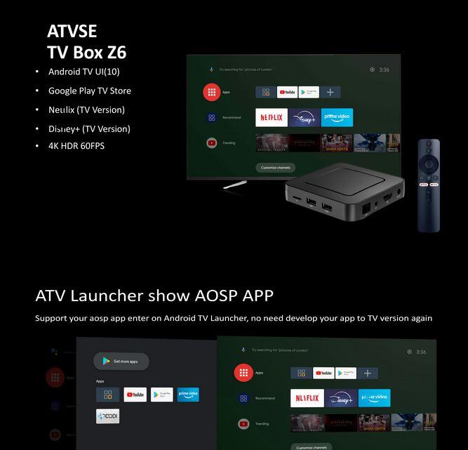 Actual product image PhoneLook Android TV multimédia 4K Ultra HD Streaming Box Z6 HDR 64Bit CPU Google Assistant