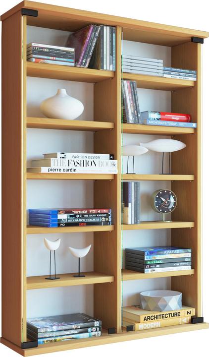 Produktbild VCM Holz CD DVD Wandregal Zuntisa mit Glastür (60 x 18 cm)