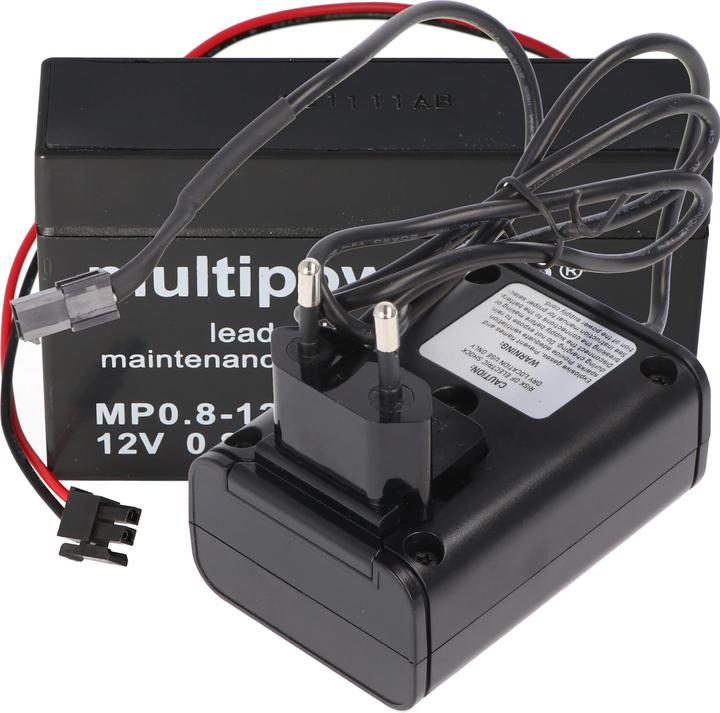 Actual product image XCell Ladegerät inklusive 1 Akku passend für den Multipower Bleiakku MP0.8-12H Heim und Haus (1 pcs., 800 mAh, Battery + charger)