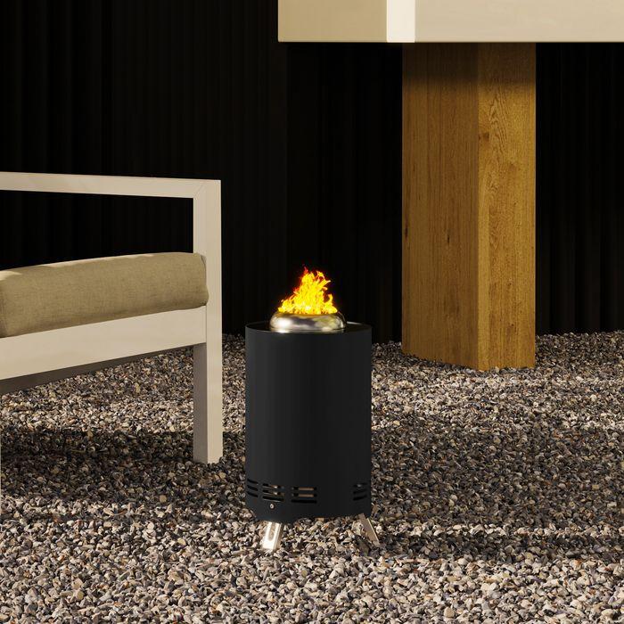 Actual product image Swisshandel24 Feuerschale Ø16x25cm Edelstahl Schürhaken BBQ Camping Schwarz (16 cm)