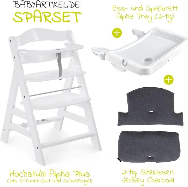Actual product image Hauck Highchairs Highchair Alpha Plus White in economy set incl. seat cushion (Highchair)