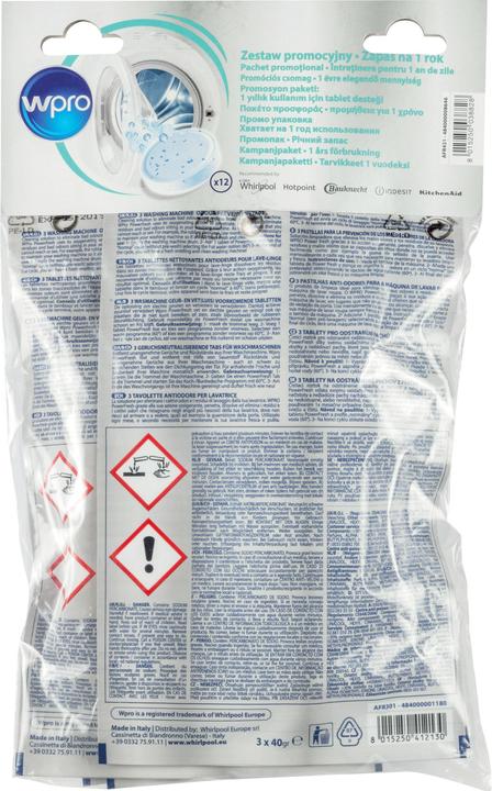 Immagine prodotto WPRO C00470750 RENGØRINGSTABELETTER: 4 PK POWER FRESH MED 3 TABELETTER