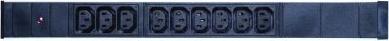 Image du produit Exertis Connect PDU 19" 9 x IEC13 femelle dans un boîtier en aluminium 1U, 3 x 1,5mm câble 2,5m, RAL 9005 noir
