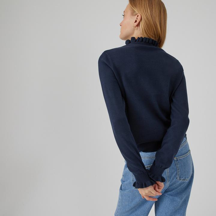 Produktbild La Redoute Collections Pullover mit gerüschtem Stehkragen und langen Ärmeln (XXL)
