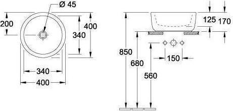 Immagine prodotto Villeroy & Boch V&B Lavabo da appoggio ARCHITECTURA d= 400mm, con ÜL bianco (400 mm, 400 mm)