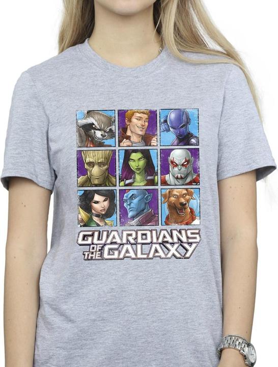 Actual product image Guardians of the Galaxy Womens/Ladies Character Squares Cotton Boyfriend T-Shirt (XXL)