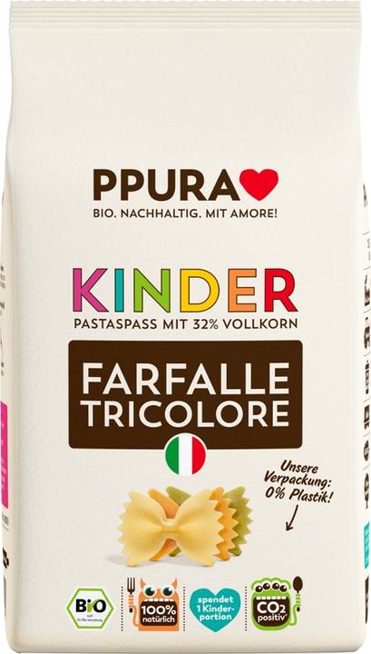 Actual product image Ppura farfalle tricolore pour enfants de blé dur (500 g)