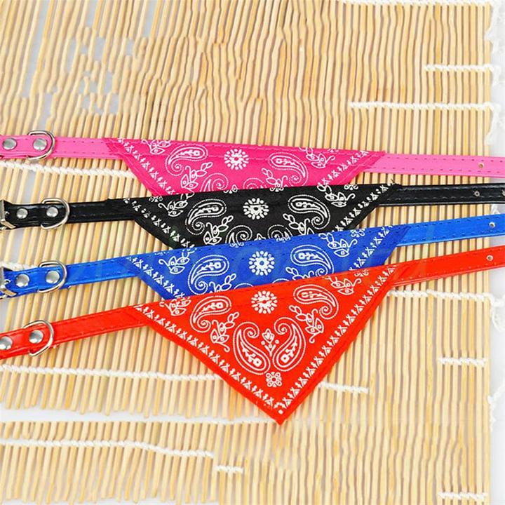Produktbild Hermex Hundehalsband mit Tuch Bandana Katze Einstellbar Leder Stoff S BLAU (S, Hund, Hundesport)