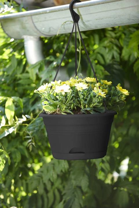 Actual product image Elho Potting Shed Set Green Basics plastic Ø 28 H 18 cm black incl. holder and saucer (29 cm)