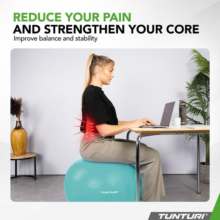 Actual product image Tunturi Gym Ball - Fitnessball reissfest ABS 75 cm Türkis (75 cm)