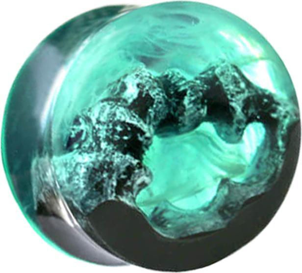 Produktbild Star Piercing Flared Plug Höhle Epoxy grün (ohne Messing, Organisch)
