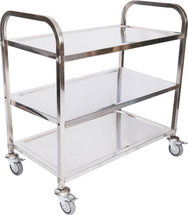 Immagine prodotto Wiltec Carro di servizio Acier affiné 3 sedie fino a 150 kg Desserte Table servante mobile avec frein