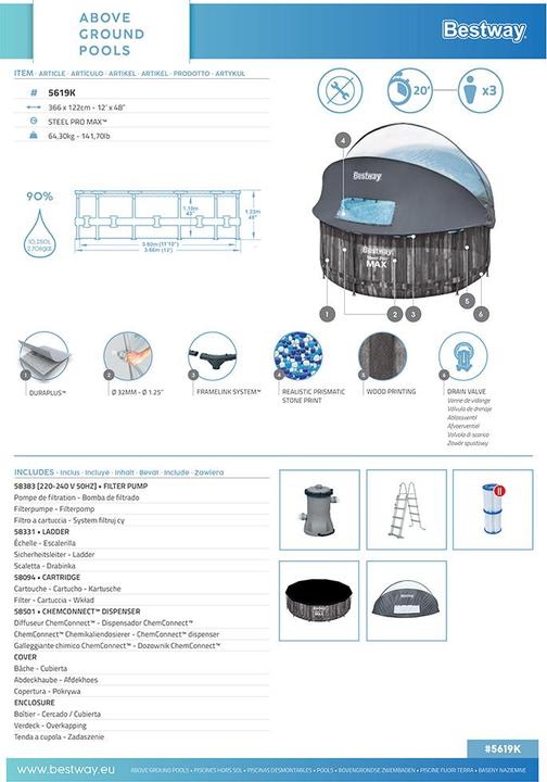 Actual product image Bestway Steel Pro Max Pool Set (366 x 122 cm)